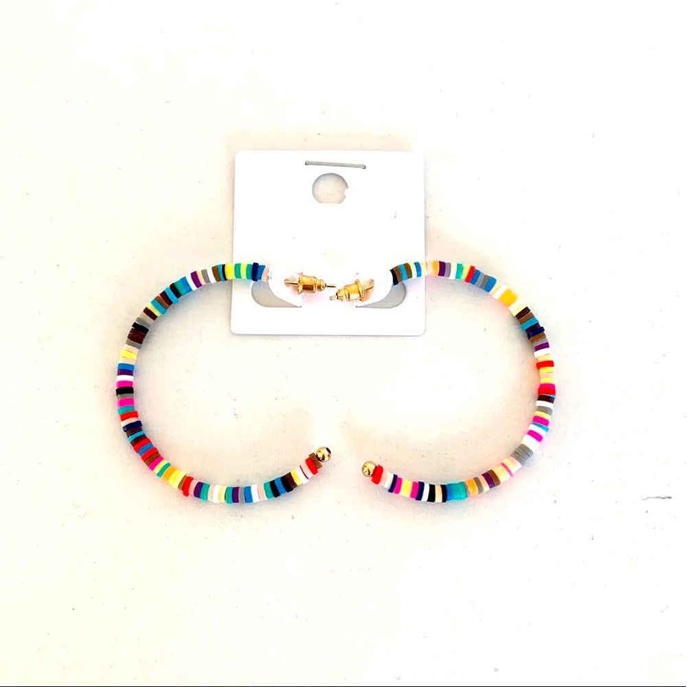 Multicolor Clay Bead Half Hoops